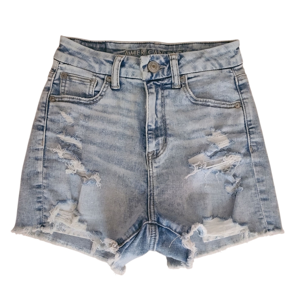 American Eagle Outfitters Blue Jean Shorts Distressed High-Waisted